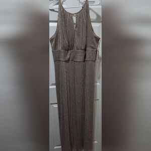 Shimmery Taupe High-Neck Prom Dress